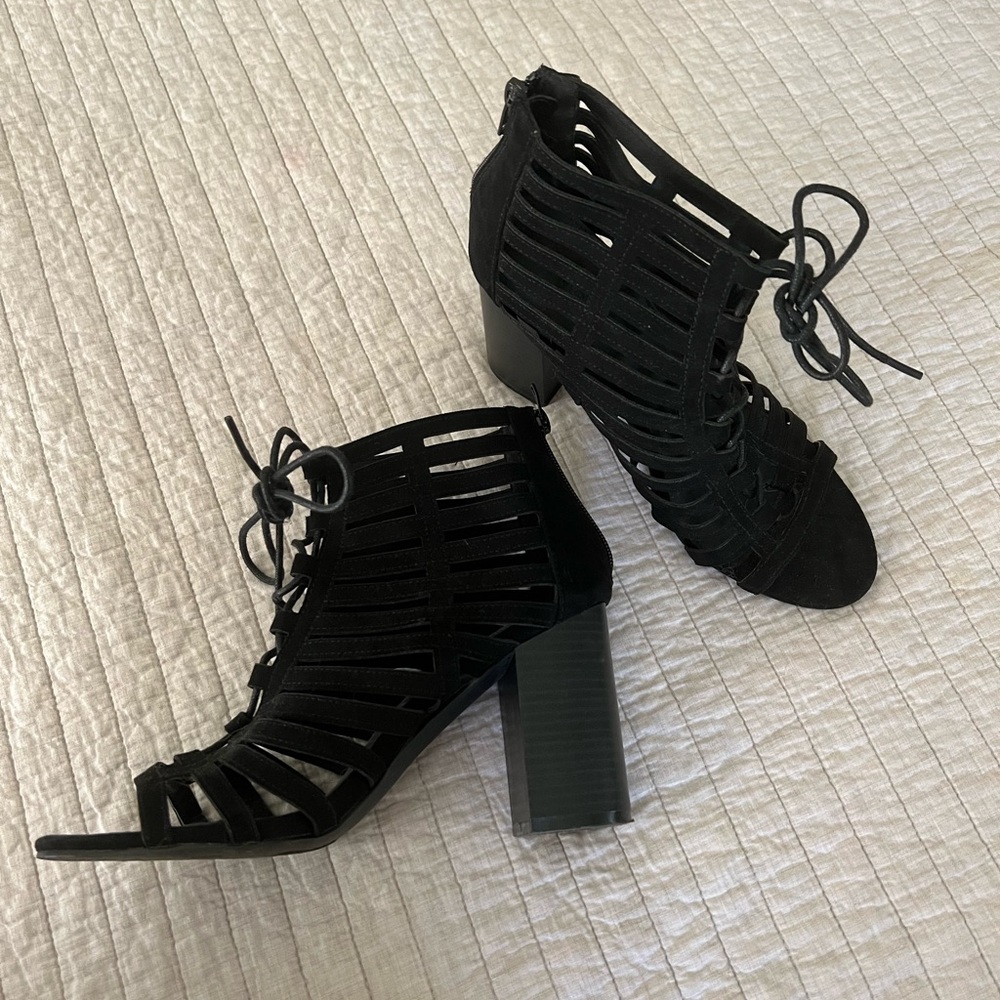 Black Lace up Heels